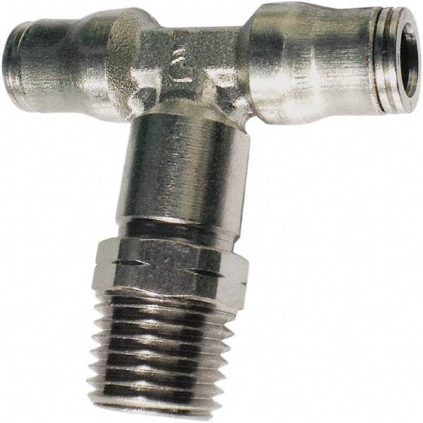 Legris - 10mm Outside Diam, 3/8 BSPT, Nickel Plated Brass Push-to-Connect Tube Male Branch Tee - 435 Max psi, Tube to Male BSPT Connection, FKM O-Ring - Eagle Tool & Supply