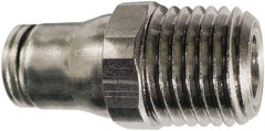 Legris - 1/4" Outside Diam, 1/4 NPT, Nickel Plated Brass Push-to-Connect Tube Male Connector - 435 Max psi, Tube to Male NPT Connection, FKM O-Ring - Eagle Tool & Supply