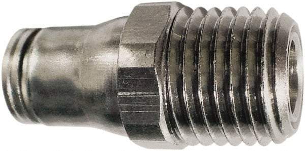 Legris - 8mm Outside Diam, 3/8 BSPT, Nickel Plated Brass Push-to-Connect Tube Male Connector - 435 Max psi, Tube to Male BSPT Connection, FKM O-Ring - Eagle Tool & Supply