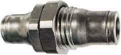 Legris - 3/8" Outside Diam, Nickel Plated Brass Push-to-Connect Tube Bulkhead Union - 435 Max psi, Tube to Tube Connection, FKM O-Ring - Eagle Tool & Supply