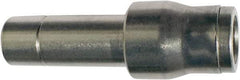 Legris - 4 x 6mm Outside Diam, Nickel Plated Brass Push-to-Connect Tube Plug-In Reducer - 435 Max psi, Tube to Stem Connection, FKM O-Ring - Eagle Tool & Supply