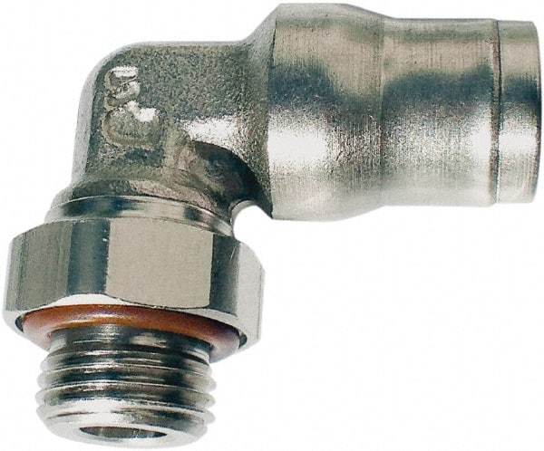 Legris - 4mm Outside Diam, 1/8 BSPP, Nickel Plated Brass Push-to-Connect Tube Male Elbow - 435 Max psi, Tube to Male BSPP Connection, FKM O-Ring - Eagle Tool & Supply
