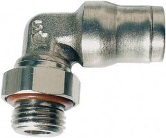 Legris - 1/4" Outside Diam, 1/8 BSPP, Nickel Plated Brass Push-to-Connect Tube Male Elbow - 435 Max psi, Tube to Male BSPP Connection, FKM O-Ring - Eagle Tool & Supply