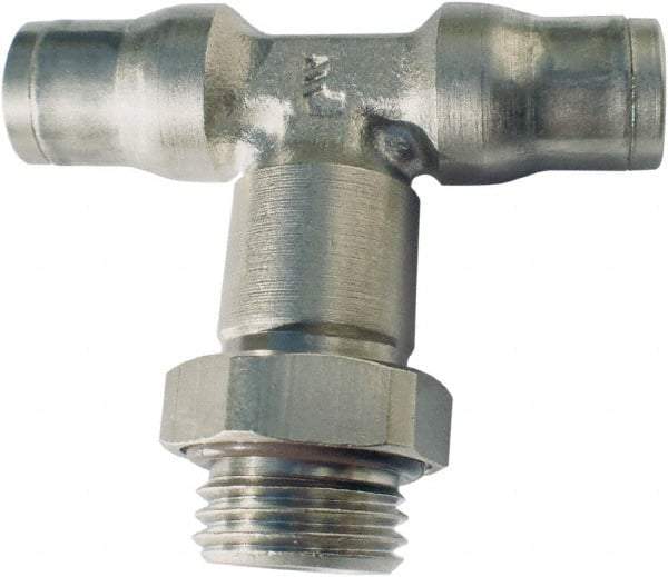 Legris - 4mm Outside Diam, M5x0.8 Metric, Nickel Plated Brass Push-to-Connect Tube Male Branch Tee - 435 Max psi, Tube to Metric Thread Connection, FKM O-Ring - Eagle Tool & Supply