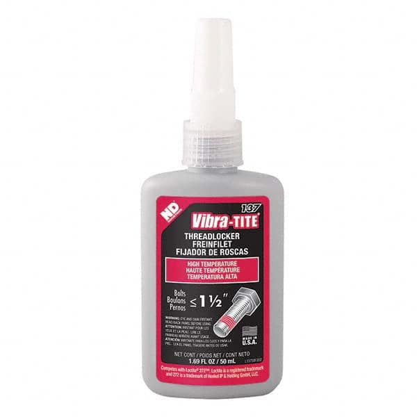 Vibra-Tite - 50 mL Bottle, Red, High Temp/High Strength Threadlocker - Eagle Tool & Supply