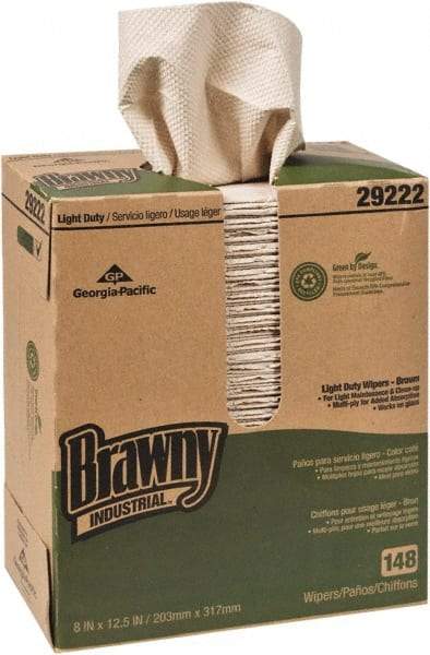 Georgia Pacific - Dry Shop Towel/Industrial Wipes - Box, 12-1/2" x 8" Sheet Size, Brown - Eagle Tool & Supply