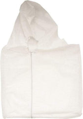 PRO-SAFE - Size L SMS Chemical Resistant Coveralls - White, Zipper Closure, Elastic Cuffs, Elastic Ankles, Serged Seams, ISO Class 6 - Eagle Tool & Supply
