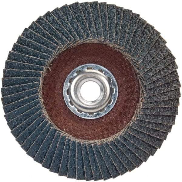 Norton - 80 Grit, 7" Disc Diam, 5/8-11 Center Hole, Type 29 Zirconia Alumina Flap Disc - 8,500 Max RPM, Plastic Backing, Arbor Attaching System, Coated - Eagle Tool & Supply