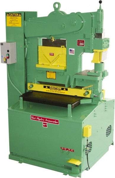 Uni-Hydro - 6" Throat Depth, 56 Ton Punch Pressure, 1-3/8" in 1/2" Punch Capacity Ironworker - 5 hp, 3 Phase, 220/480 Volts, 46" Wide x 70" High x 37" Deep - Eagle Tool & Supply