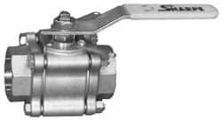 Sharpe Valves - 1/2" Pipe, Full Port, Carbon Steel Standard Ball Valve - 3 Piece, Inline - One Way Flow, FNPT x FNPT Ends, Locking Lever Handle, 1,000 WOG, 125 WSP - Eagle Tool & Supply