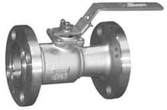 Sharpe Valves - 4" Pipe, Standard Port, Carbon Steel Standard Ball Valve - 1 Piece, Inline - One Way Flow, Flanged x Flanged Ends, Locking Lever Handle, 300 WOG, 150 WSP - Eagle Tool & Supply