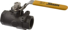 Sharpe Valves - 3/4" Pipe, Standard Port, Carbon Steel Steam Service Ball Valve - 1 Piece, Inline - One Way Flow, FNPT x FNPT Ends, Locking Lever Handle, 2,000 WOG, 250 WSP - Eagle Tool & Supply
