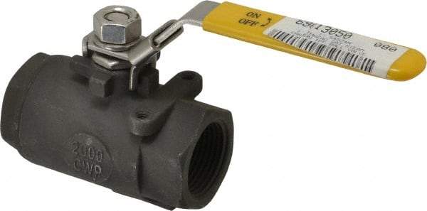Sharpe Valves - 1" Pipe, Standard Port, Carbon Steel Steam Service Ball Valve - 1 Piece, Inline - One Way Flow, FNPT x FNPT Ends, Locking Lever Handle, 2,000 WOG, 250 WSP - Eagle Tool & Supply