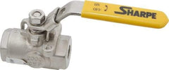 Sharpe Valves - 1/4" Pipe, Standard Port, Stainless Steel Steam Service Ball Valve - 1 Piece, Inline - One Way Flow, FNPT x FNPT Ends, Locking Lever Handle, 2,000 WOG, 250 WSP - Eagle Tool & Supply