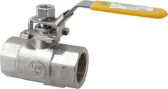 Sharpe Valves - 1-1/4" Pipe, Standard Port, Stainless Steel Steam Service Ball Valve - 1 Piece, Inline - One Way Flow, FNPT x FNPT Ends, Locking Lever Handle, 1,500 WOG, 250 WSP - Eagle Tool & Supply
