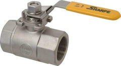 Sharpe Valves - 1-1/2" Pipe, Standard Port, Stainless Steel Steam Service Ball Valve - 1 Piece, Inline - One Way Flow, FNPT x FNPT Ends, Locking Lever Handle, 1,500 WOG, 250 WSP - Eagle Tool & Supply