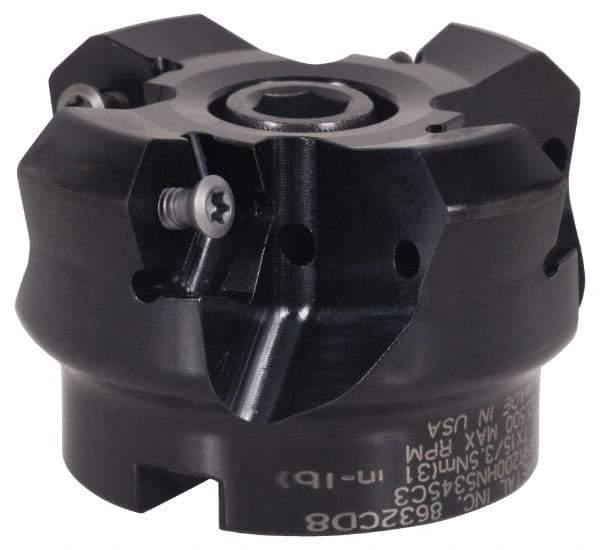 Kennametal - 5" Cut Diam, 1" Arbor Hole, 4.5mm Max Depth of Cut, 45° Indexable Chamfer & Angle Face Mill - 8 Inserts, HNGJ 0905ANENLD Insert, Right Hand Cut, 8 Flutes, Series KSHR - Eagle Tool & Supply