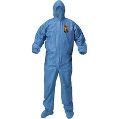 KleenGuard - Size 4XL Polypropylene General Purpose Coveralls - Blue, Zipper Closure, Elastic Cuffs, Elastic Ankles, Taped Seams - Eagle Tool & Supply