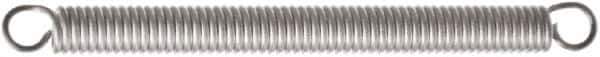 Associated Spring Raymond - 20mm OD, 630.58 N Max Load, 148.3mm Max Ext Len, Stainless Steel Extension Spring - 120.79 Lb/In Rating, 21.4 Lb Init Tension, 123mm Free Length - Eagle Tool & Supply