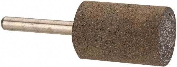 Made in USA - 1" Head Diam x 1-1/2" Thickness, W221, Cylinder End, Aluminum Oxide Mounted Point - Burnt Orange, Very Coarse Grade, 24 Grit, 19,120 RPM - Eagle Tool & Supply
