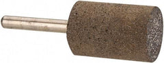 Made in USA - 1" Head Diam x 1-1/2" Thickness, W221, Cylinder End, Aluminum Oxide Mounted Point - Burnt Orange, Very Coarse Grade, 24 Grit, 19,120 RPM - Eagle Tool & Supply