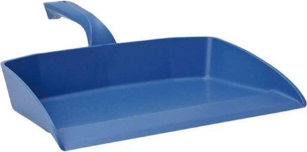 Vikan - 12-1/2" Wide Handheld Dustpan - Plastic Body, 4-1/2" Handle, Blue - Eagle Tool & Supply