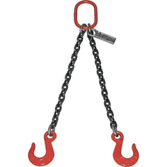 Lift-All - 5' Long x 6" Wide, 26,000 Lb Basket Capacity, Alloy Steel Web Sling - 26,000 Lb Choker Capacity, DOS Chain Sling, 1/2" Diam Chain, Natural, Double Style - Eagle Tool & Supply