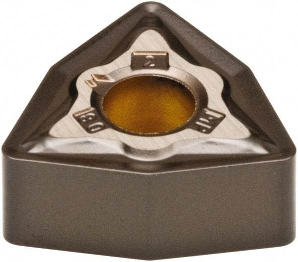 Kennametal - WNMG433 MP Grade KCP10 Carbide Turning Insert - TiN Finish, 80° Trigon, 1/2" Inscr Circle, 3/16" Thick, 3/64" Corner Radius - Eagle Tool & Supply