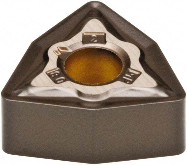 Kennametal - WNMG432 MP Grade KCP25 Carbide Turning Insert - TiN Finish, 80° Trigon, 1/2" Inscr Circle, 3/16" Thick, 1/32" Corner Radius - Eagle Tool & Supply