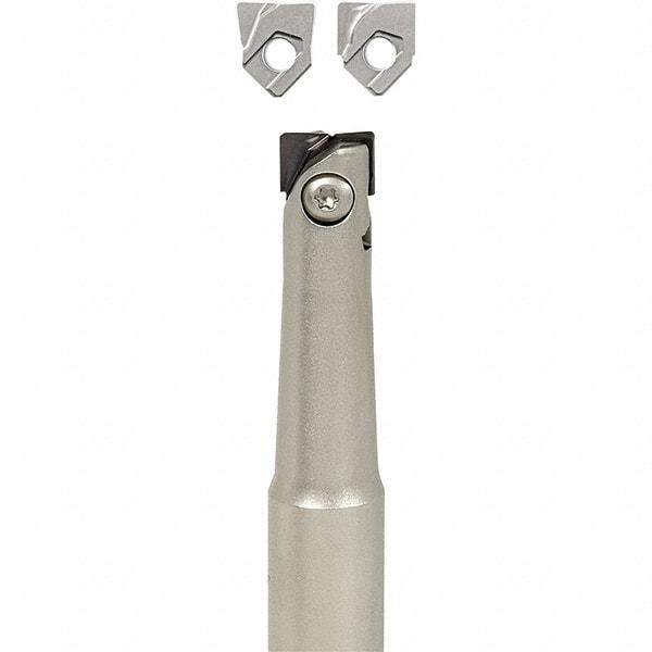 Iscar - 5/8" Cut Diam, 5/8" Shank Diam, 5.1" OAL, Indexable Square Shoulder End Mill - H.. QF Inserts, Cylindrical Shank, Series BallPlus - Eagle Tool & Supply