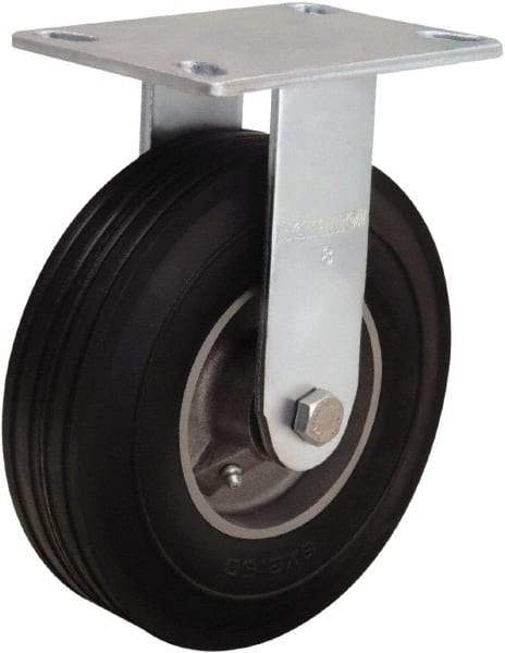 Hamilton - 8" Diam x 2" Wide, Rubber Rigid Caster - 500 Lb Capacity, Top Plate Mount, 4-1/2" x 6-1/4" Plate, Straight Roller Bearing - Eagle Tool & Supply