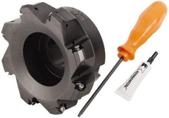 Kennametal - 5" Cut Diam, 1-1/2" Arbor Hole, 4.45mm Max Depth of Cut, 30° Indexable Chamfer & Angle Face Mill - 8 Inserts, HNGJ 0604... Insert, Right Hand Cut, 8 Flutes, Through Coolant, Series Dodeka Mini HD - Eagle Tool & Supply
