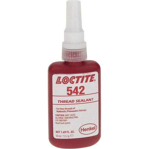 Loctite - 50 mL, Red, Medium Strength Thread Sealant - Series 542 - Eagle Tool & Supply