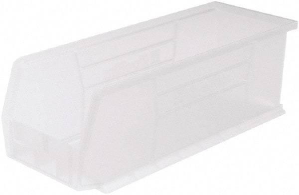 Akro-Mils - 50 Lb. Load Capacity, 14-3/4" Deep, Clear Polymer Hopper Stacking Bin - 5" High x 5-1/2" Wide x 14-3/4" Long - Eagle Tool & Supply