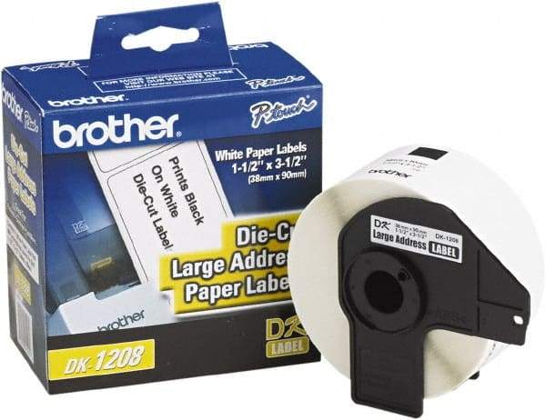 Brother - 1.4" Wide x 3-1/2" Long, White Paper Shipping Label - For PC Label Printers - Eagle Tool & Supply