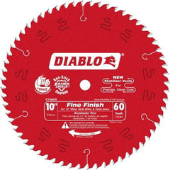 Freud - 10" Diam, 5/8" Arbor Hole Diam, 60 Tooth Wet & Dry Cut Saw Blade - Carbide-Tipped, Standard Round Arbor - Eagle Tool & Supply