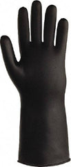 SHOWA - Size M (8), 14" Long, 25 mil Thick, Butyl Chemical Resistant Gloves - Smooth Finish, Rolled Cuff, ANSI Abrasion Level 0, ANSI Cut Level 0, ANSI Puncture Level 0, Black - Eagle Tool & Supply