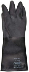 SHOWA - Size L (9), 14" Long, 25 mil Thick, Butyl Chemical Resistant Gloves - Textured Finish, Rolled Cuff, ANSI Abrasion Level 0, ANSI Cut Level 0, ANSI Puncture Level 0, Black - Eagle Tool & Supply