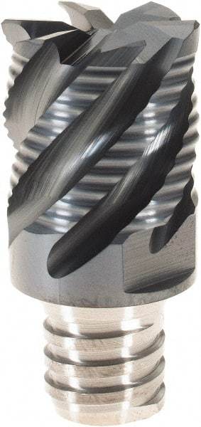 Iscar - MM ERS Grade IC908 Carbide End Milling Tip Insert - TiAlN Finish, 6 Flutes, 3/4" Cutting Diam, 0.59" Depth of Cut, 1" Extension, 45° Helix - Eagle Tool & Supply