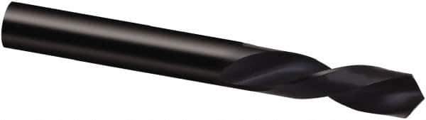 Guhring - #2 118° Spiral Flute High Speed Steel Screw Machine Drill Bit - Bright Finish, Left Hand Cut, 28mm Flute Length, 66mm OAL, Cone Relief Point, Straight Shank - Eagle Tool & Supply