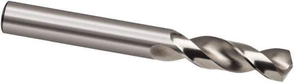 Guhring - 4mm 130° Spiral Flute High Speed Steel Screw Machine Drill Bit - Bright Finish, Right Hand Cut, 22mm Flute Length, 55mm OAL, Cone Relief Point, Straight Shank - Eagle Tool & Supply