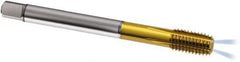 Guhring - M12x1.00 Metric Fine 6HX D7/D8 Thread Limit Modified Bottoming Thread Forming Tap - Powdered Metal High Speed Steel, TiN Finish, 100mm OAL, Series 338 - Eagle Tool & Supply