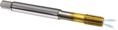 Guhring - M8x1.25 Metric 6HX D9/D10 Thread Limit Bottoming Thread Forming Tap - Powdered Metal High Speed Steel, TiN Finish, 90mm OAL, Series 323 - Eagle Tool & Supply