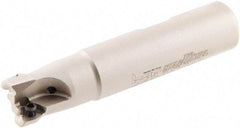 Iscar - 5/8" Cut Diam, 0.2" Max Depth of Cut, 5/8" Shank Diam, 3" OAL, Indexable Square Shoulder Helical End Mill - HM390 TCKT 0703PCTR Inserts, Weldon Shank, 0° Lead Angle, Through Coolant, Series HeliIQMill - Eagle Tool & Supply