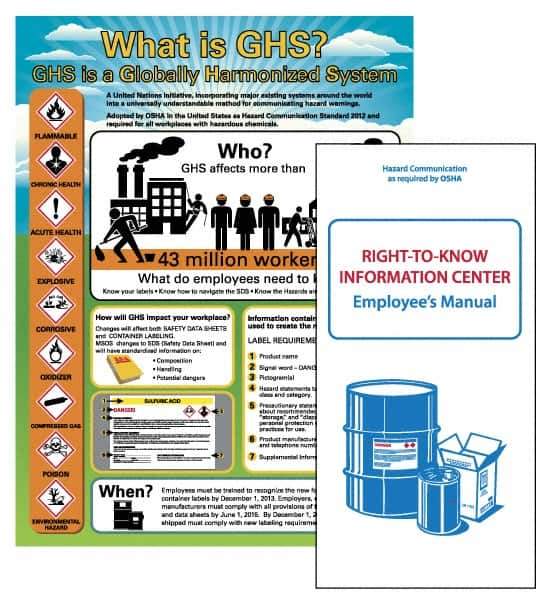 NMC - GHS General Safety & Accident Prevention Training Kit - English, 18" Wide x 24" High, White Background, Includes What is GHS Poster & Booklets - Eagle Tool & Supply