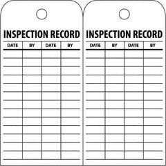NMC - 3" High x 6" Long, INSPECTION RECORD, English Safety & Facility Inspection Tag - Tag Header: Notice, 2 Sides, White Poly - Eagle Tool & Supply