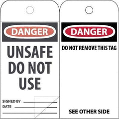 NMC - 3" High x 6" Long, DANGER \x96 DO NOT OPERATE, English Safety & Facility Accident Prevention Tag - Tag Header: Danger, 2 Sides, White Poly - Eagle Tool & Supply