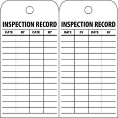 NMC - 3" High x 6" Long, INSPECTION RECORD, English Safety & Facility Inspection Tag - Tag Header: Notice, 2 Sides, White Poly - Eagle Tool & Supply