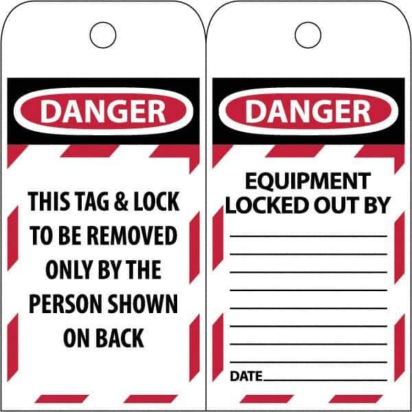 NMC - 3" High x 6" Long, DANGER \x96 DO NOT OPERATE, English Safety & Facility Lockout Tag - Tag Header: Danger, 2 Sides, Black & Red Poly - Eagle Tool & Supply