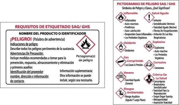 NMC - "HAZCOM/GHS/RTK", 2" Long x 3" Wide, Paper Safety Sign - Square, Use for Hazardous Materials - Eagle Tool & Supply